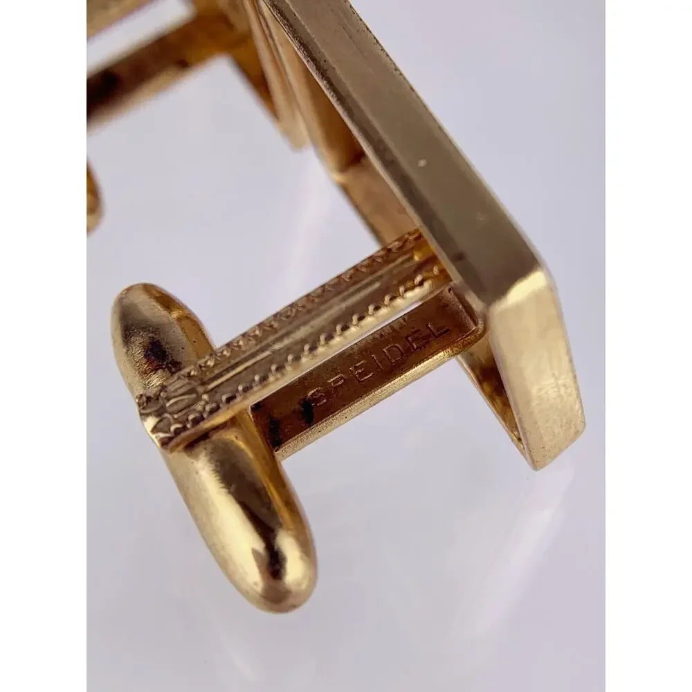 Modernist Chevron Arrow 10k Gold Plated Cufflinks Rectangle Vintage